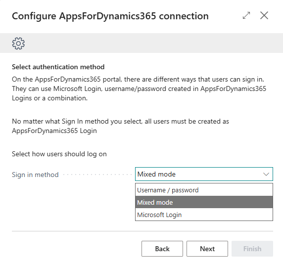 Authentication method screen