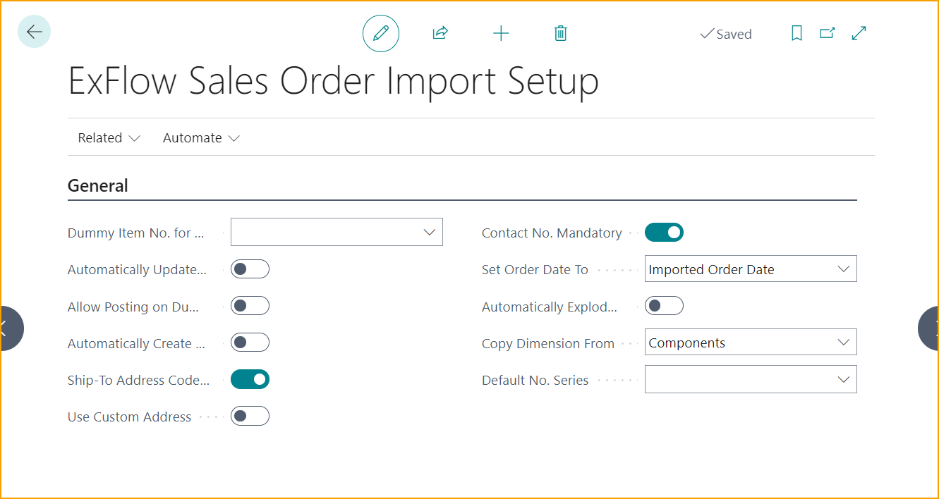 Configuración de Importación de Pedidos de Venta de ExFlow