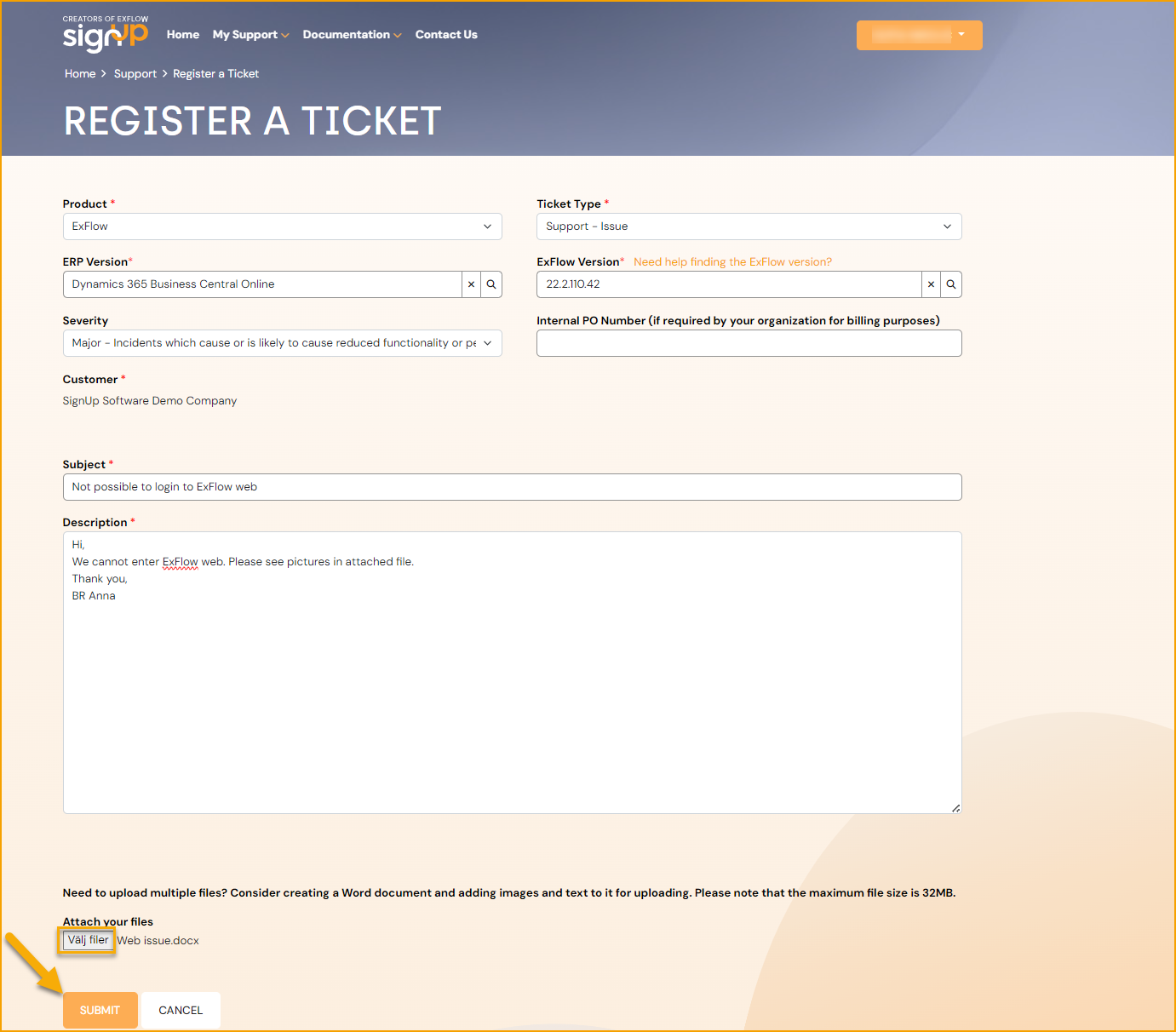 Registrar un ticket